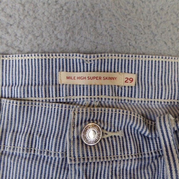Levi's Jeans Women's Size 29 Mile High Super Skinny Striped Floral Pockets Heart - Picture 7 of 12